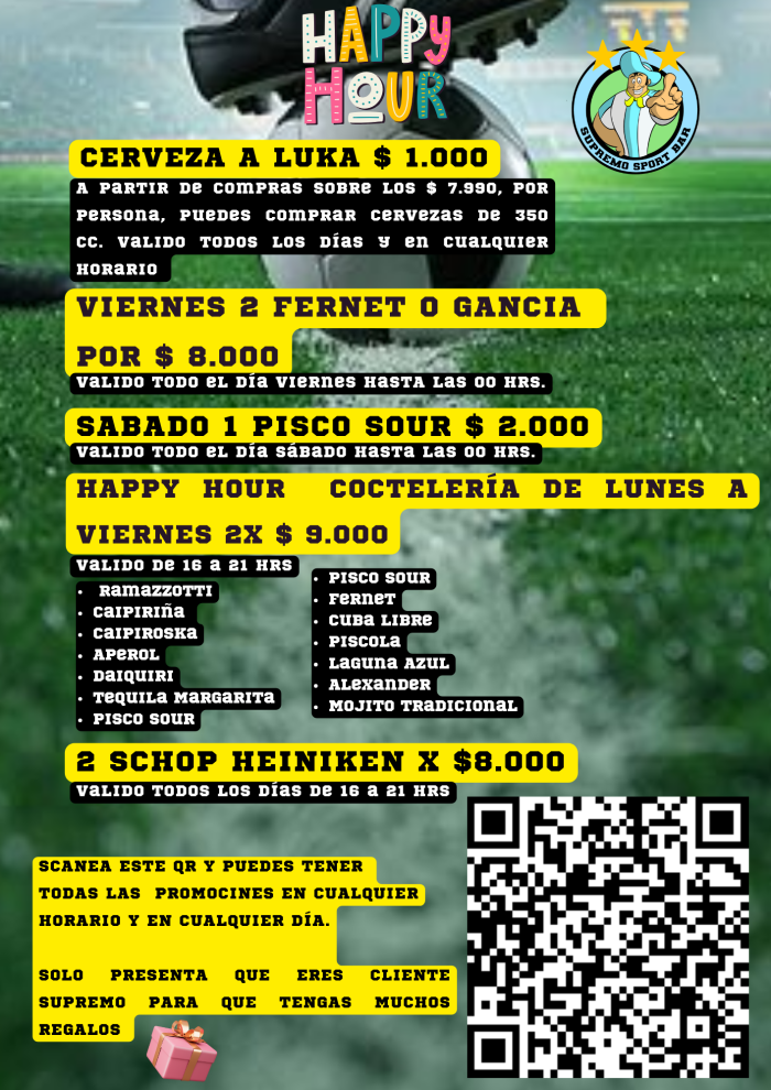 Happy Hour de 16 a 21 hrs