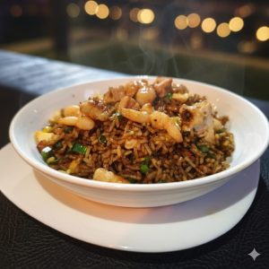 YAKIMESHI DE POLLO Y CAMARONES